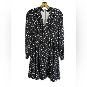 KATE SPADE Women’s Black and White V-neck Polka Dot Dress - Small